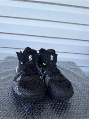Nike Kids Black and White High-Top Sneakers with Neon Accent